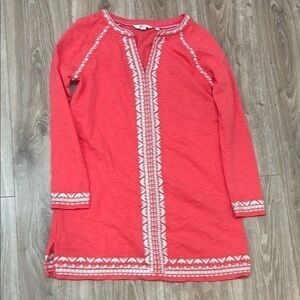 Boden pink v neck tunic shirt size small Embroidered Long Sleeve